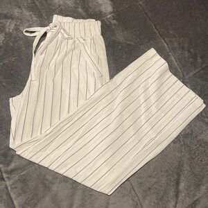 white striped wide leg pants